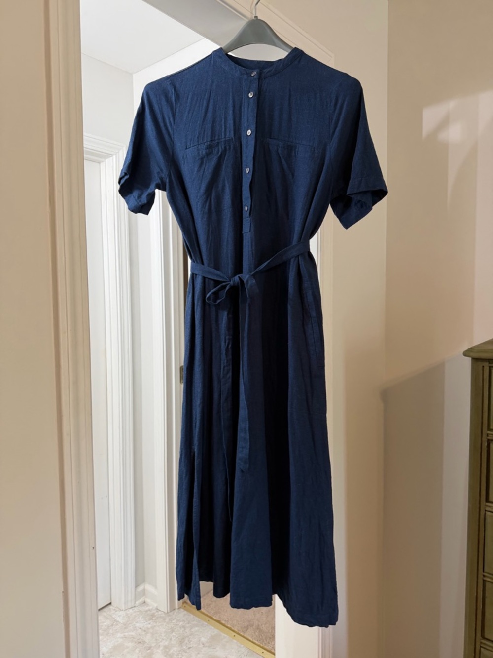 Banana Republic Navy Maxi Dress with Waist Tie